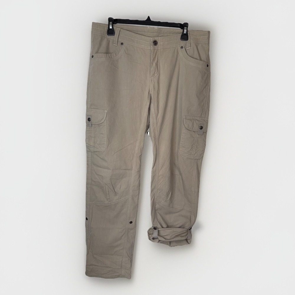Kuhl Splash Roll Up Cargo Pants Womens 12 Regular Khaki Hiking Travel 6065